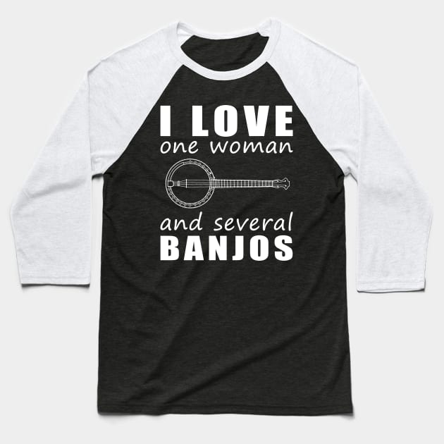 Strumming My Heartstrings - Funny 'I Love One Woman and Several Banjos' Tee! Baseball T-Shirt by MKGift